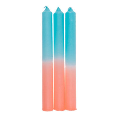 3 Bougies En Bâton Dégradé Abricot/azur - 20 Cm