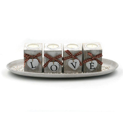 Déco Bougeoir Avec 4 Bougies - Love