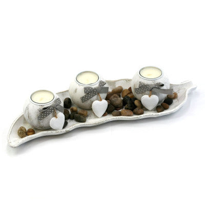 Porte Bougie Feuille Modèle Blanc