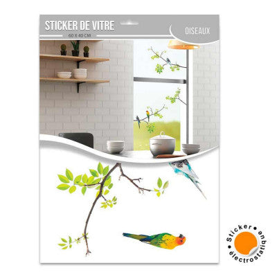 Sticker De Vitre Branches Délicates Et Oiseaux